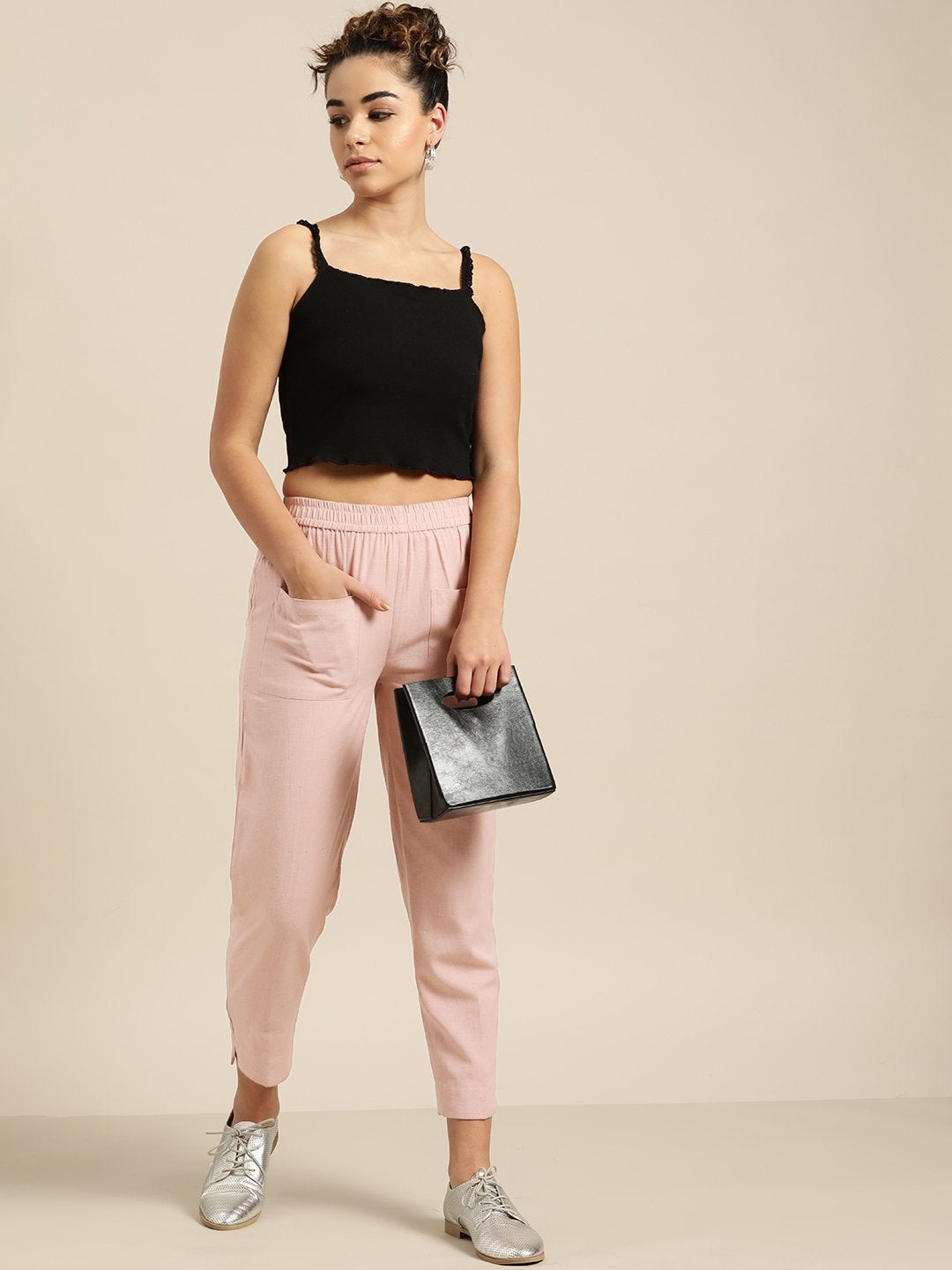 Women's Baked Pink Patch Pocket Pants - SASSAFRAS