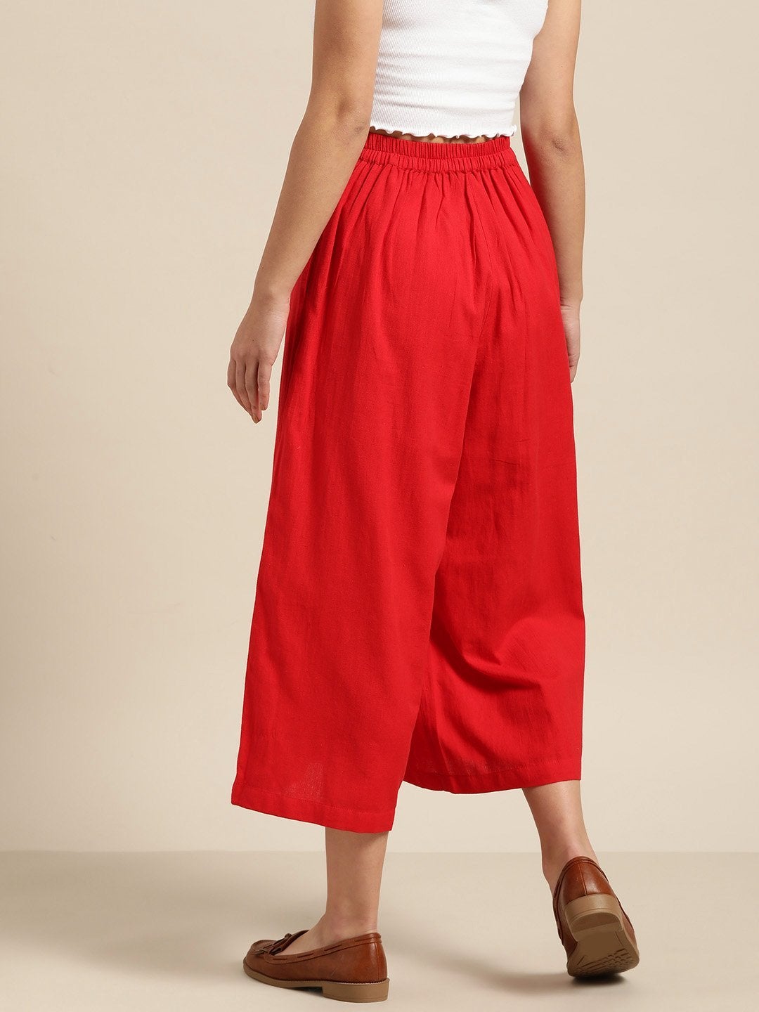 Women's Red Flared Pants - SASSAFRAS