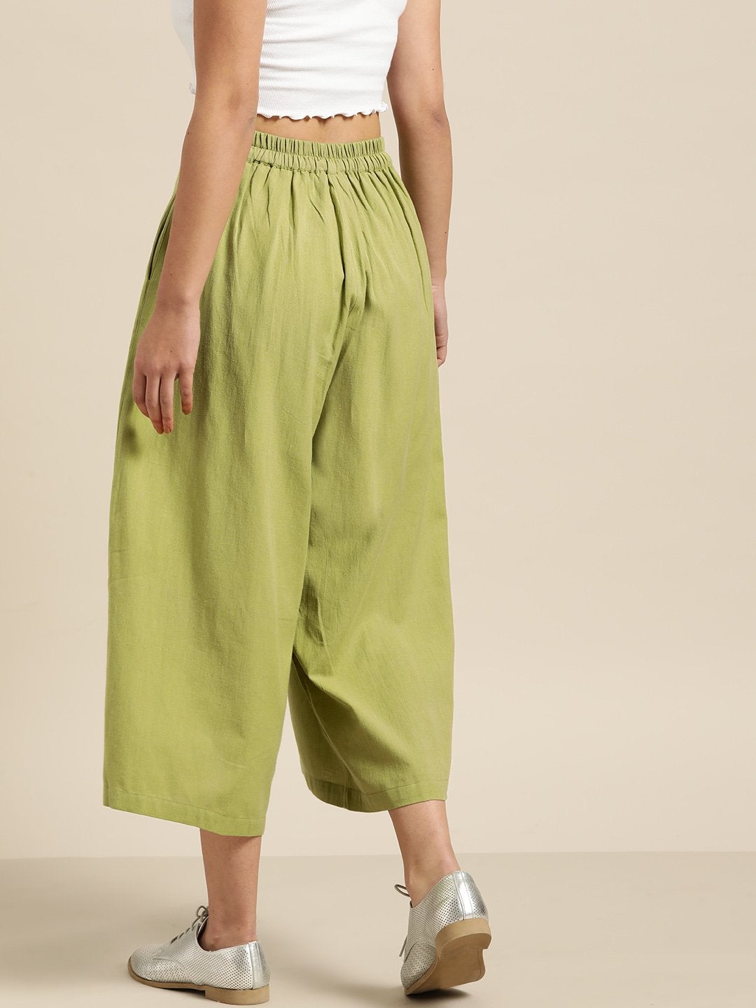 Women's Green Flared Pants - SASSAFRAS