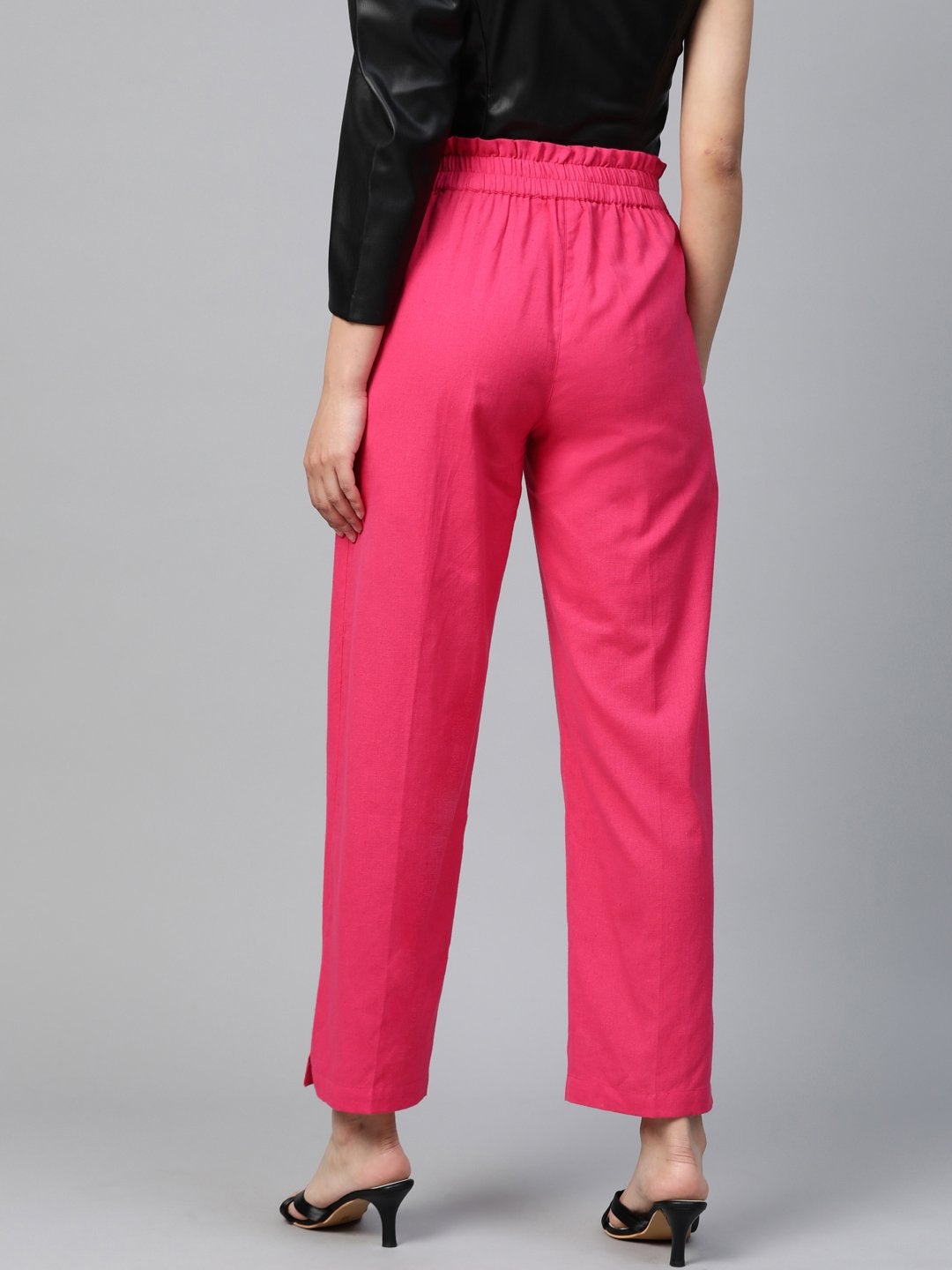 Women's Pink Paperbag Tapered Pants - SASSAFRAS