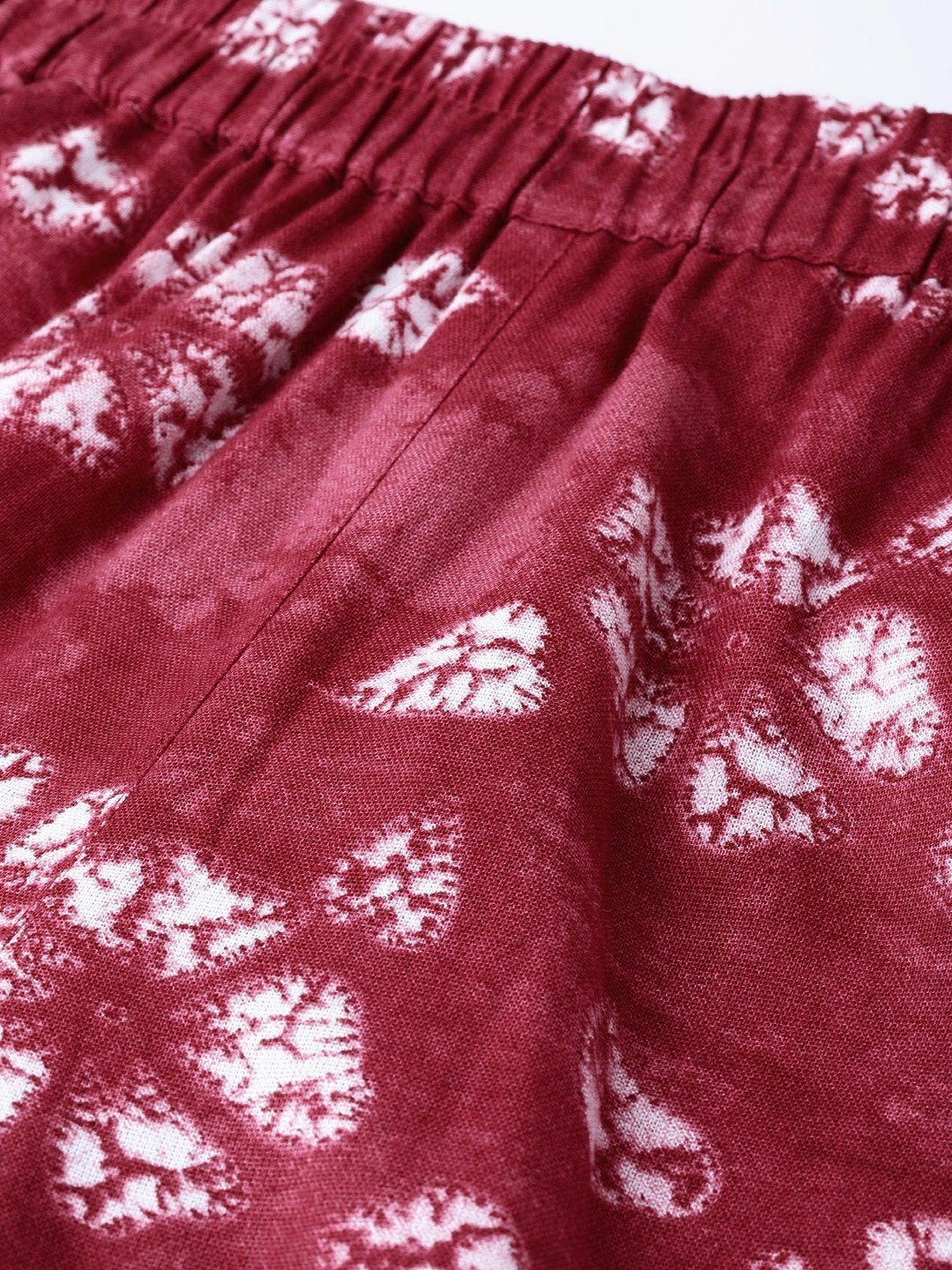 Women's Red Tie & Dye Floral Tapered Pants - SASSAFRAS