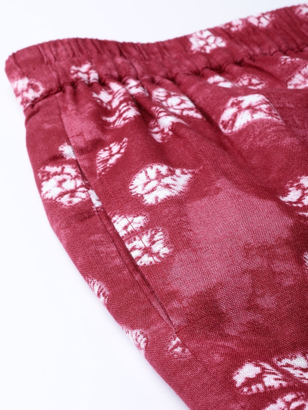 Women's Red Tie & Dye Floral Tapered Pants - SASSAFRAS