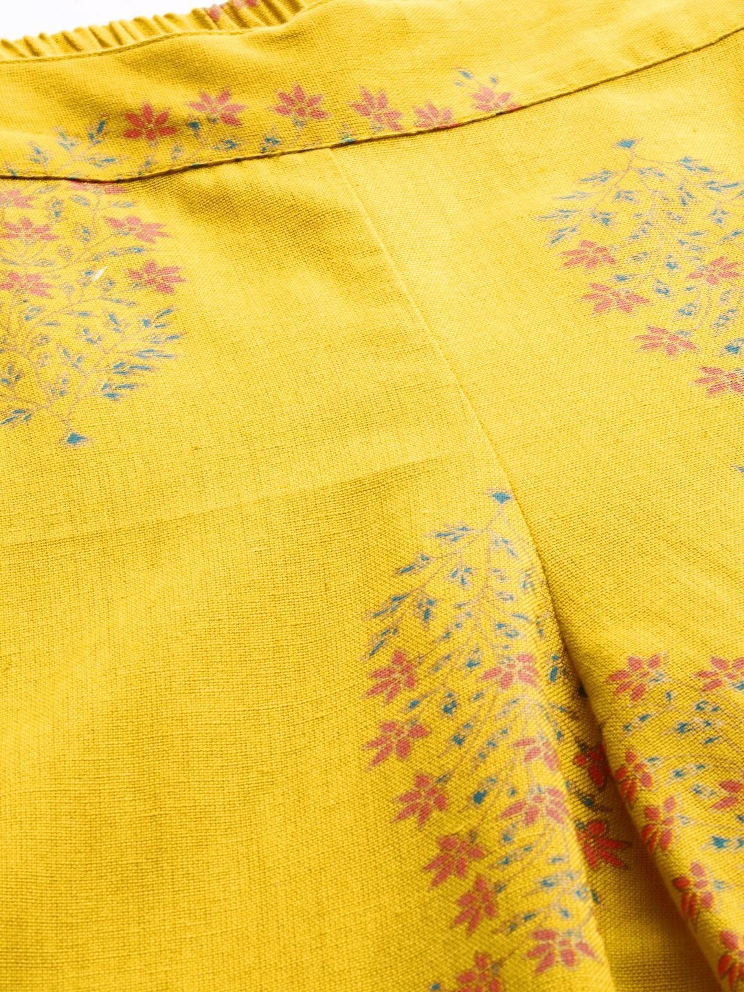 Women's Mustard Floral Dhoti Pants - SASSAFRAS