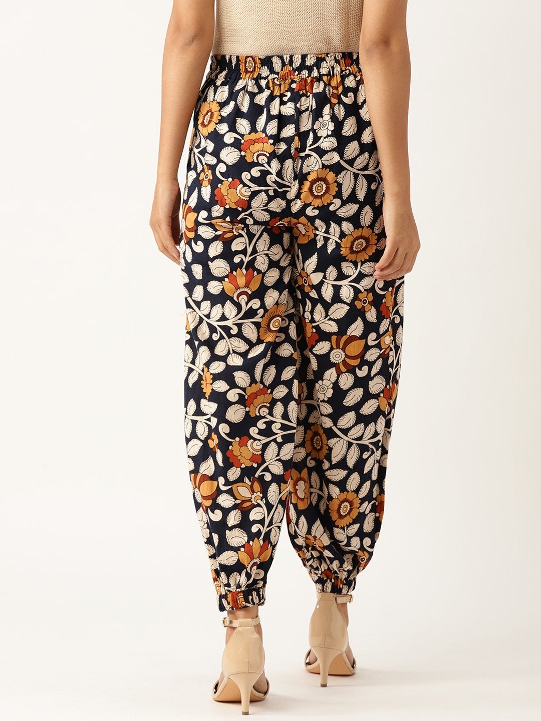 Women's Navy Floral Cuffed Pants - SASSAFRAS