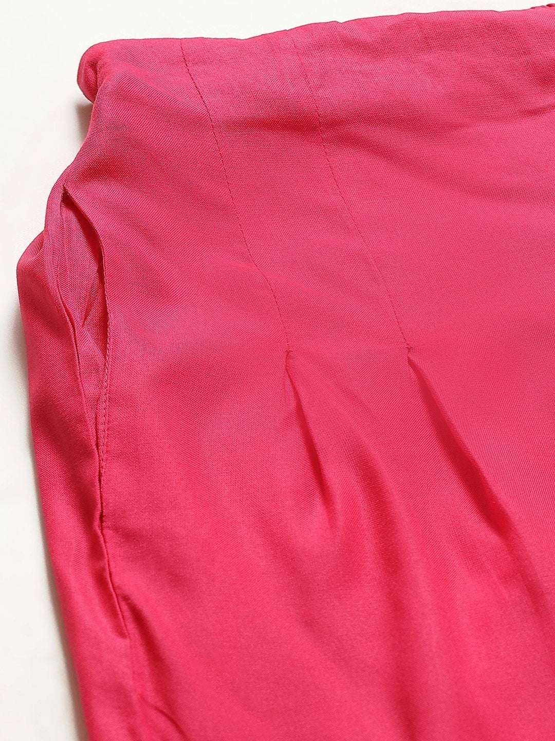 Women's Fuchsia Front Button Pleated Culottes - SASSAFRAS