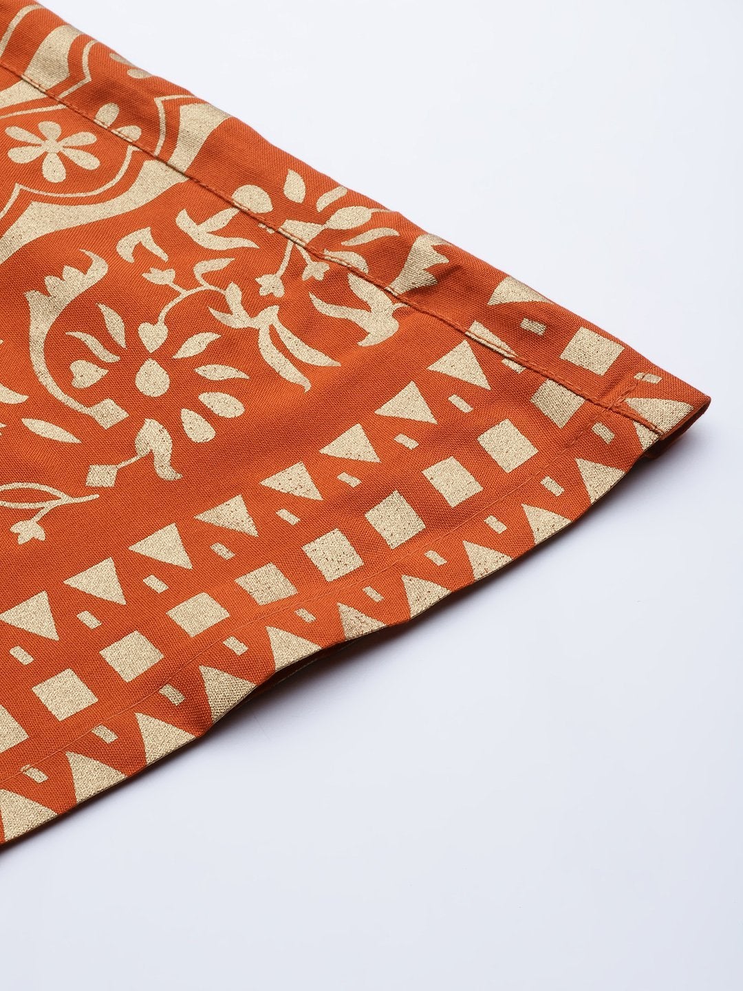 Women's Rust Paisely Foil Print Flared Palazzo - SHAE
