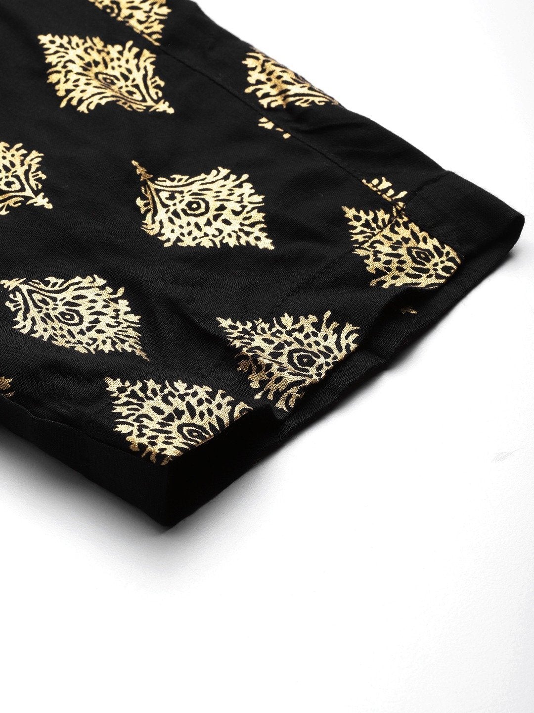 Women's Black Floral Foil Pencil Pants