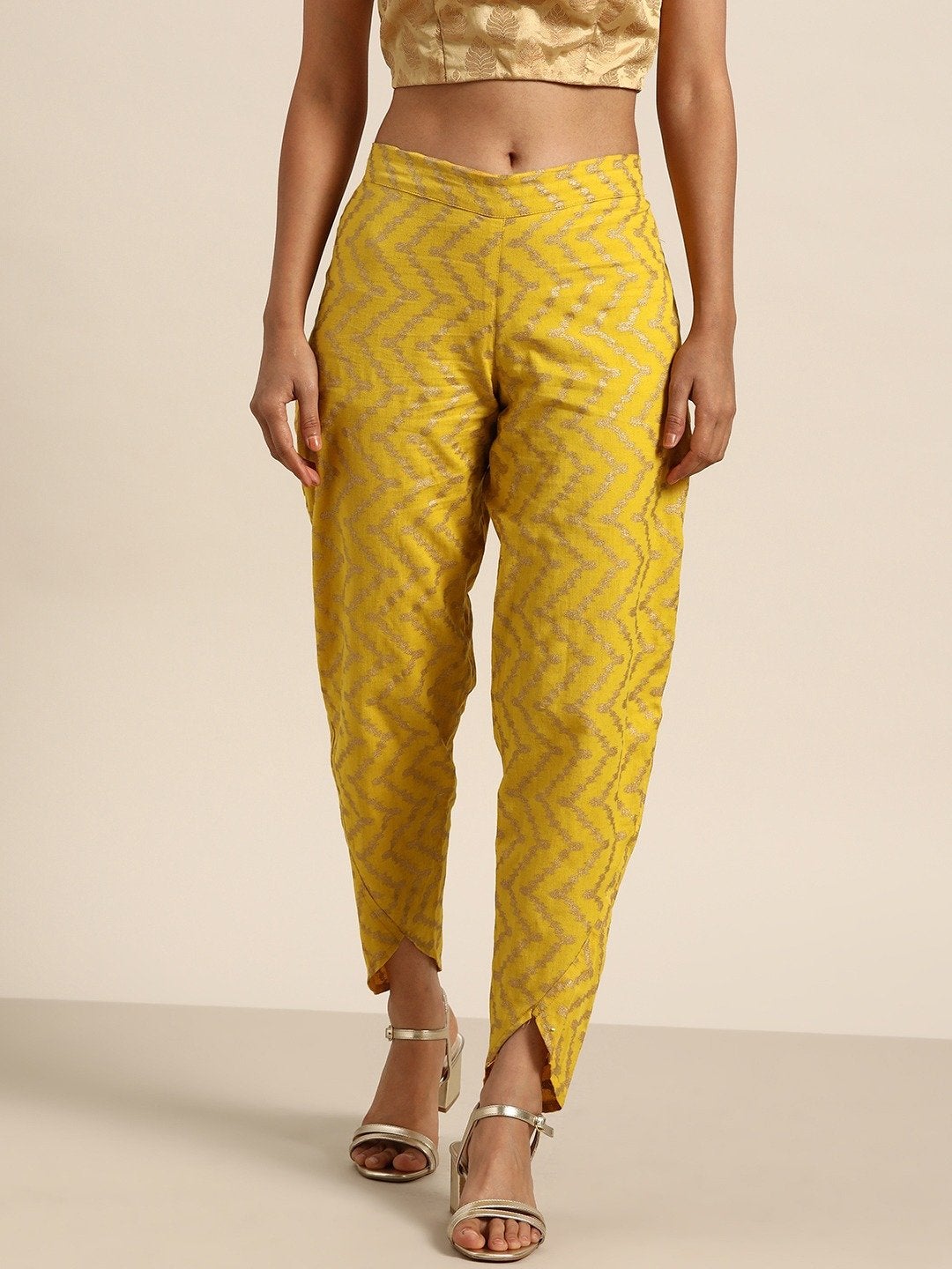 Women's Yellow Chevron Foil Tulip Pant