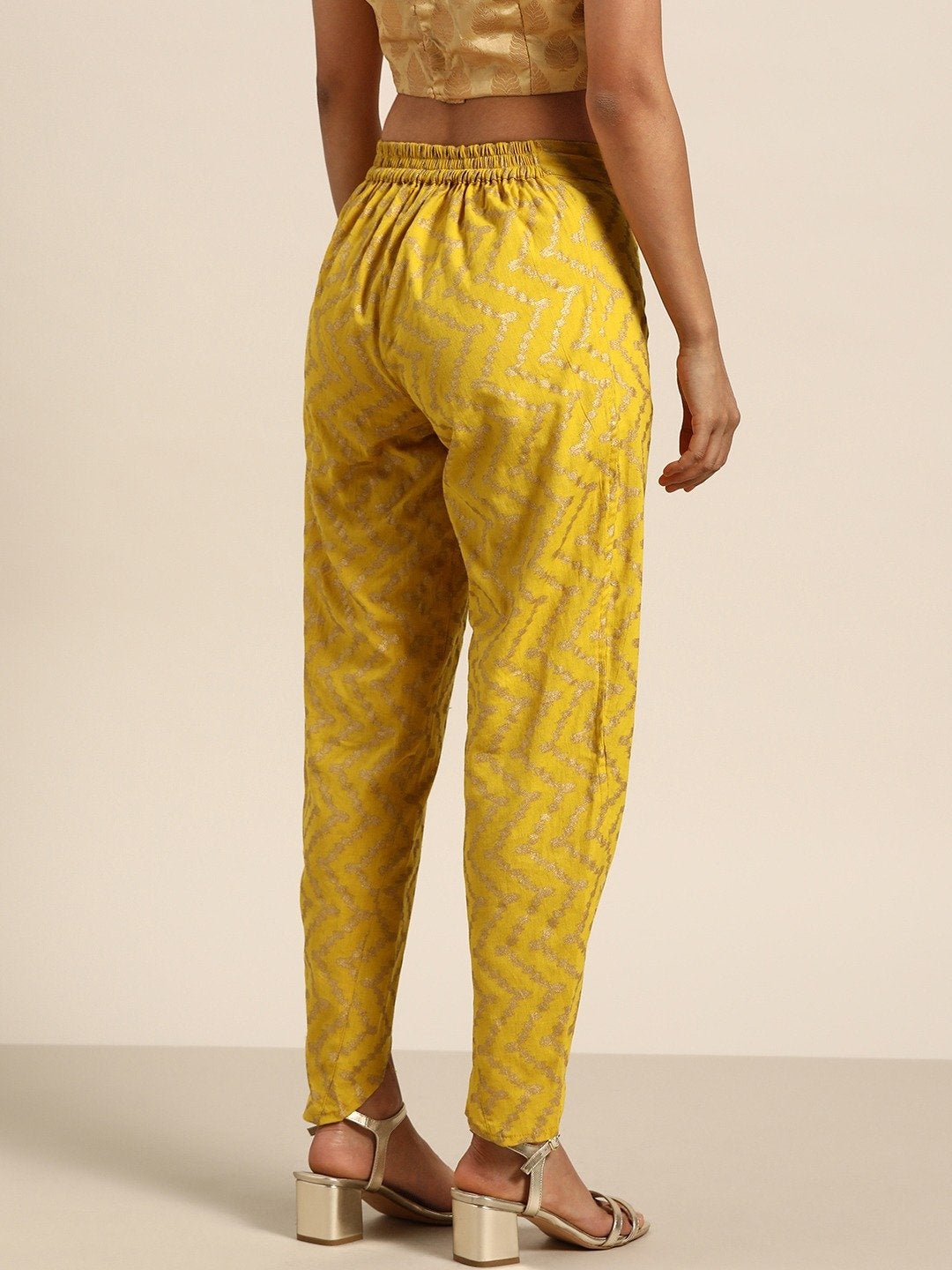 Women's Yellow Chevron Foil Tulip Pant