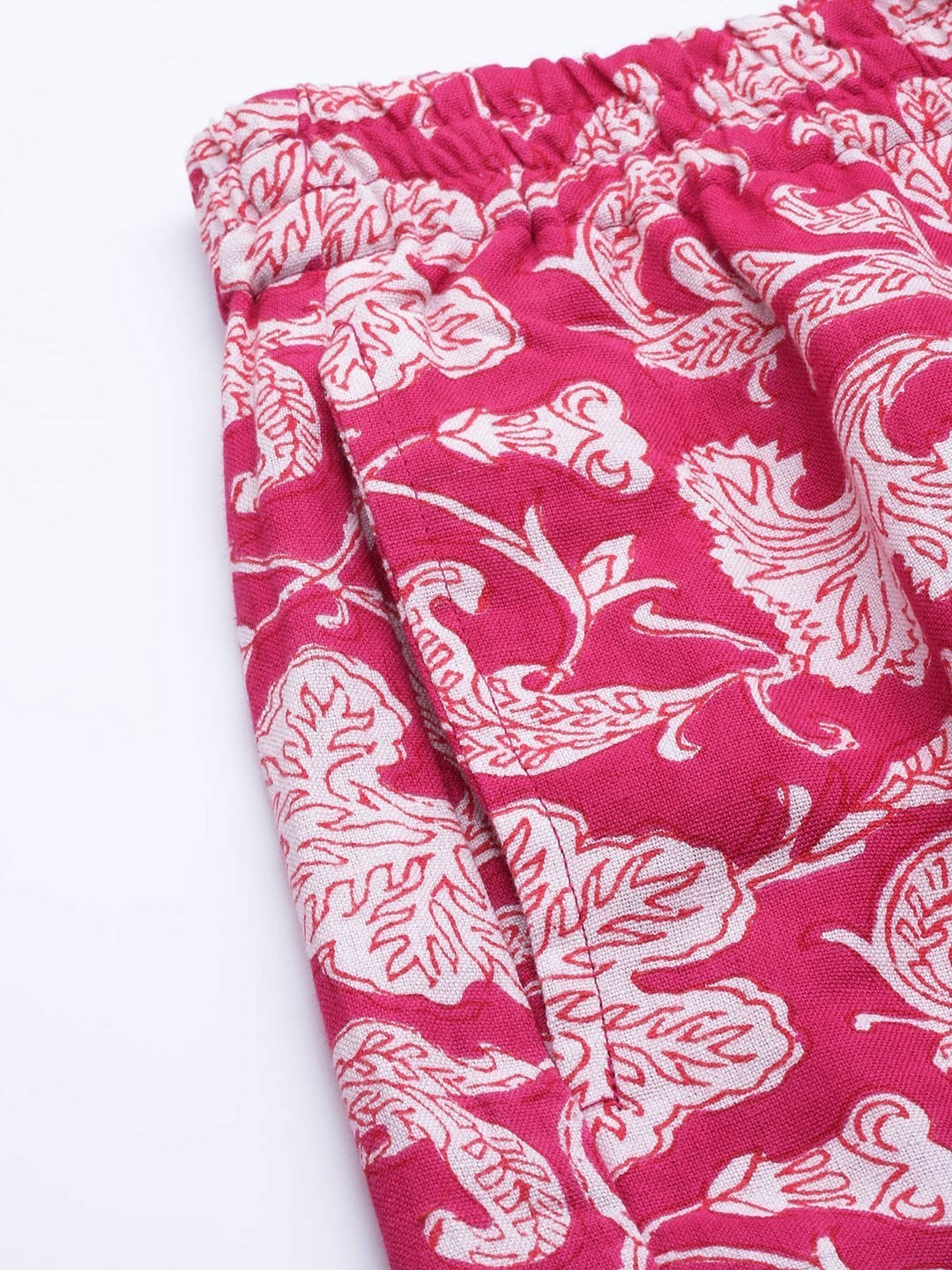 Women's Fuchsia Floral Tapered Pants