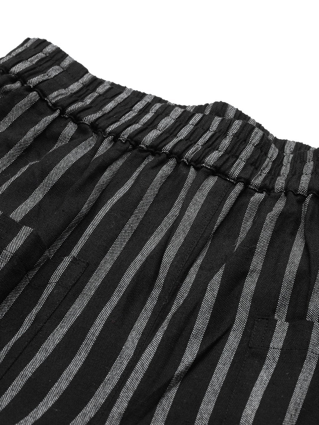 Women's Black Stripes Over Patch Pocket Pants - SHAE