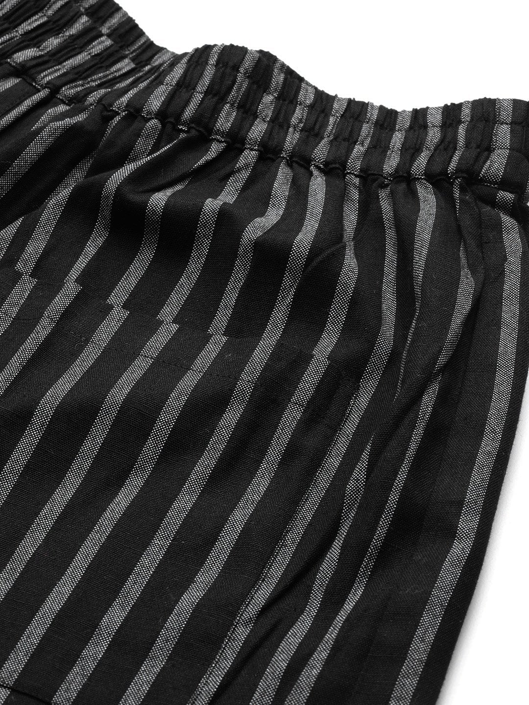 Women's Black Stripes Over Patch Pocket Pants - SHAE