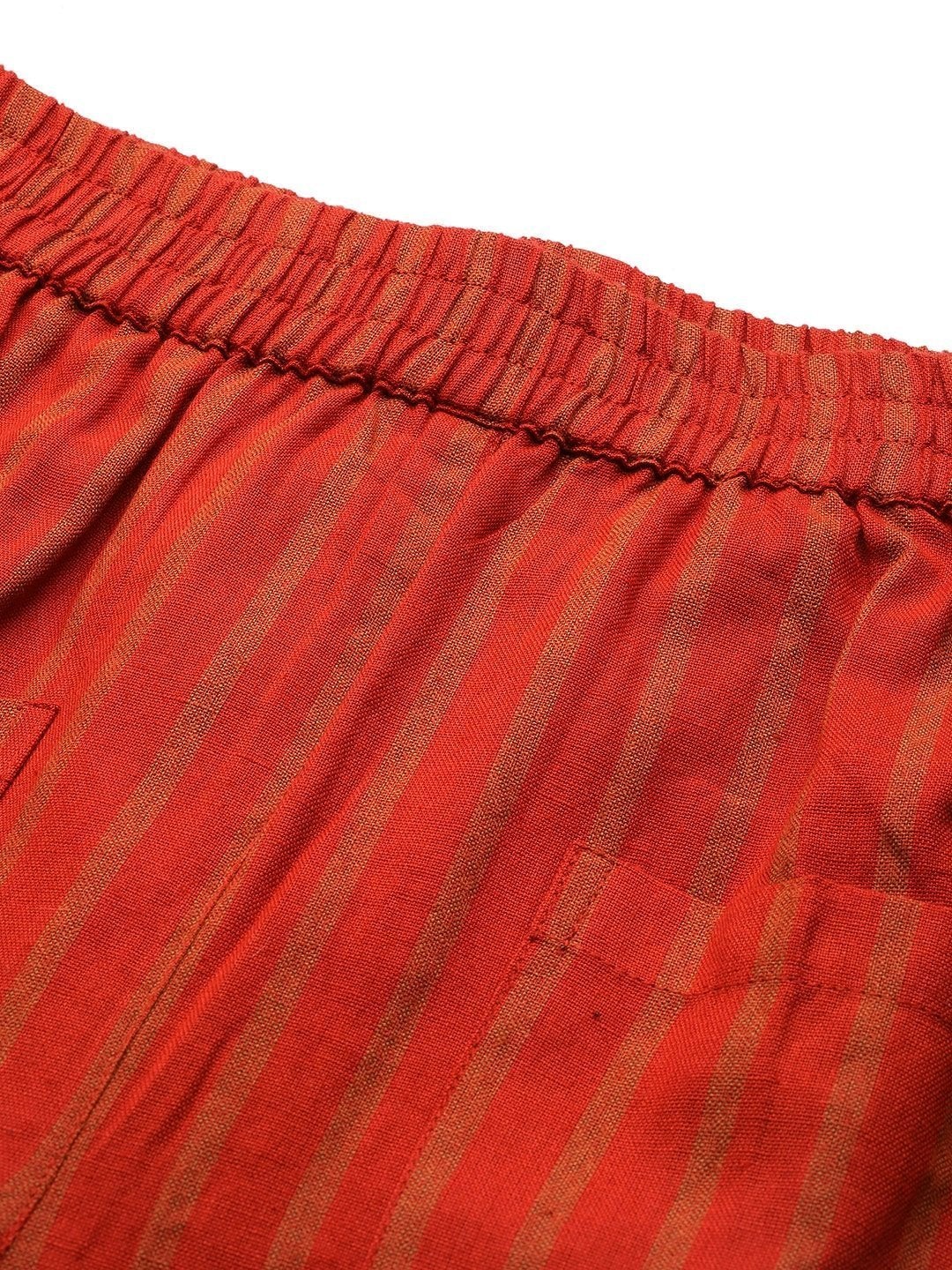 Women's Rust Stripes Over Patch Pocket Pants