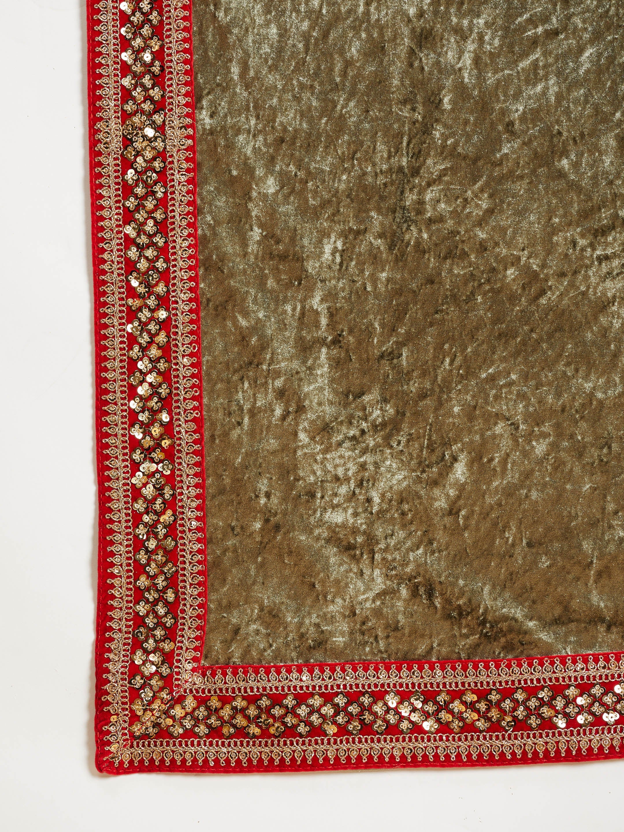 Women's Olive Velvet Lace Detail Dushala - Lyush
