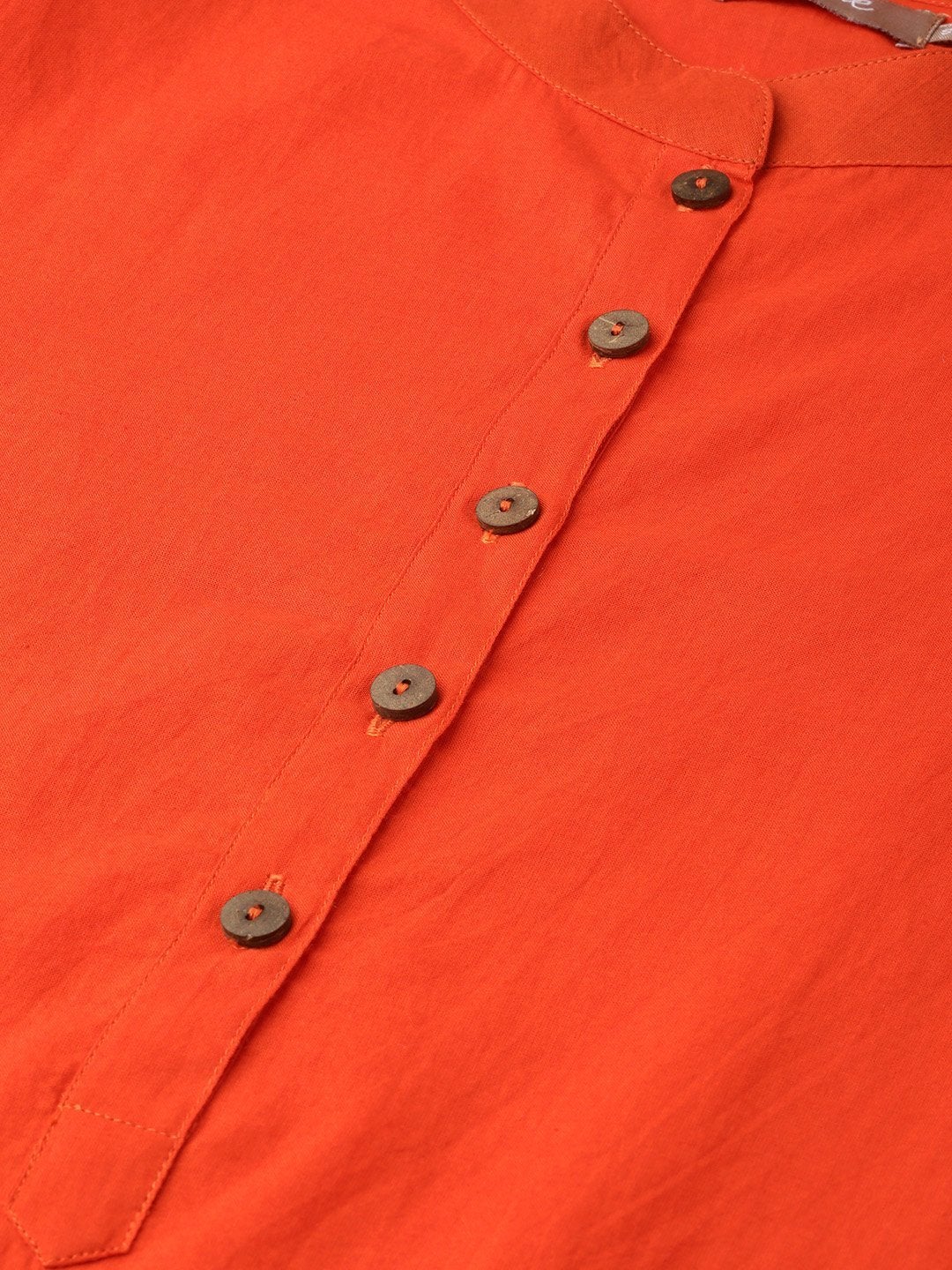 Women's Orange Kurta With Orange Pants And Green Printed Dupatta
