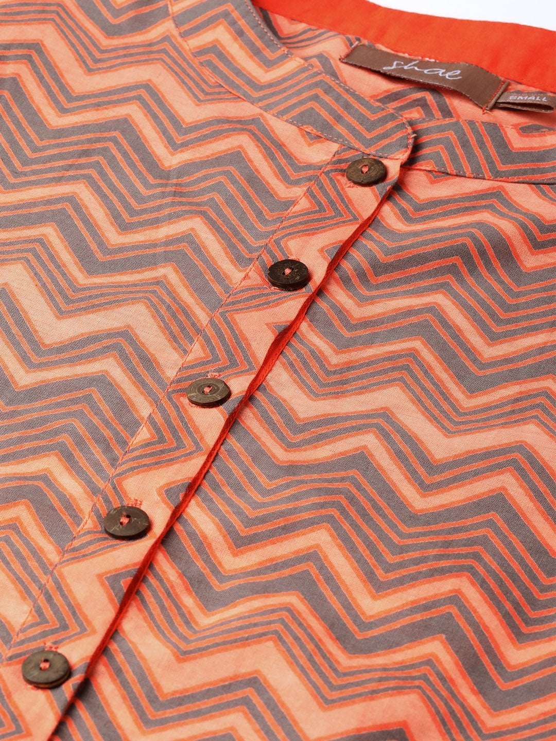 Women's Orange Chevron Kurta With Orange Tulip Pants
