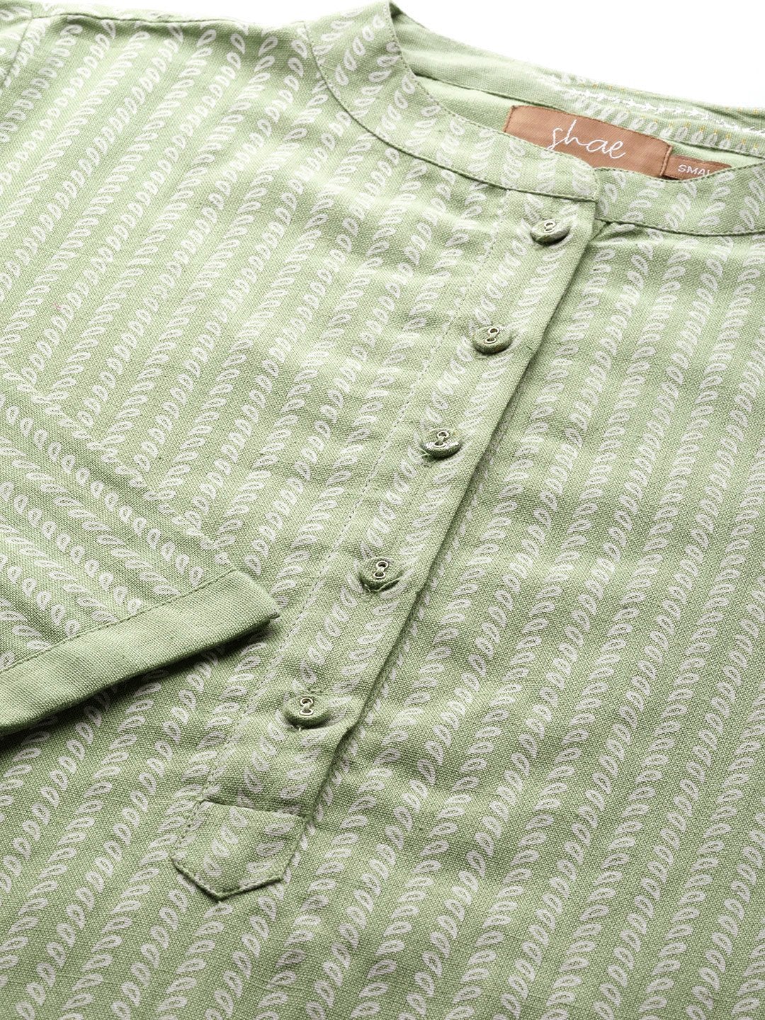 Women's Olive Floral Kurta With Floral Pants