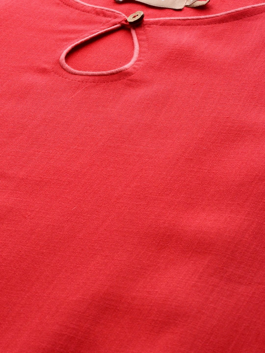 Women's Red Kurta With Pants & Fuchsia Brocade Dupatta - SHAE