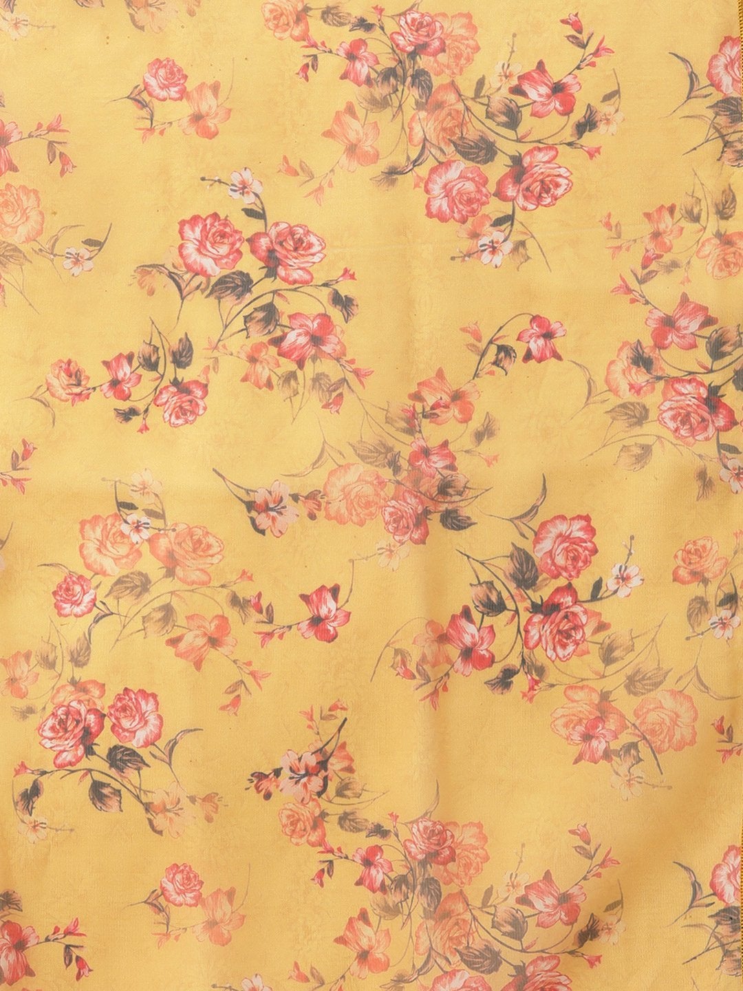 Women's Mustard Kurta With Pants & Mustard Organza Dupatta - SHAE