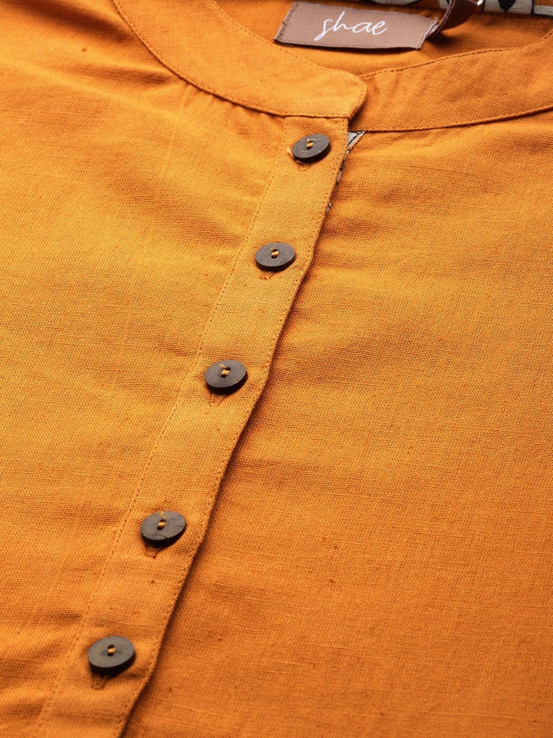 Women's Mustard Floral Straight Kurta With Pants - SHAE