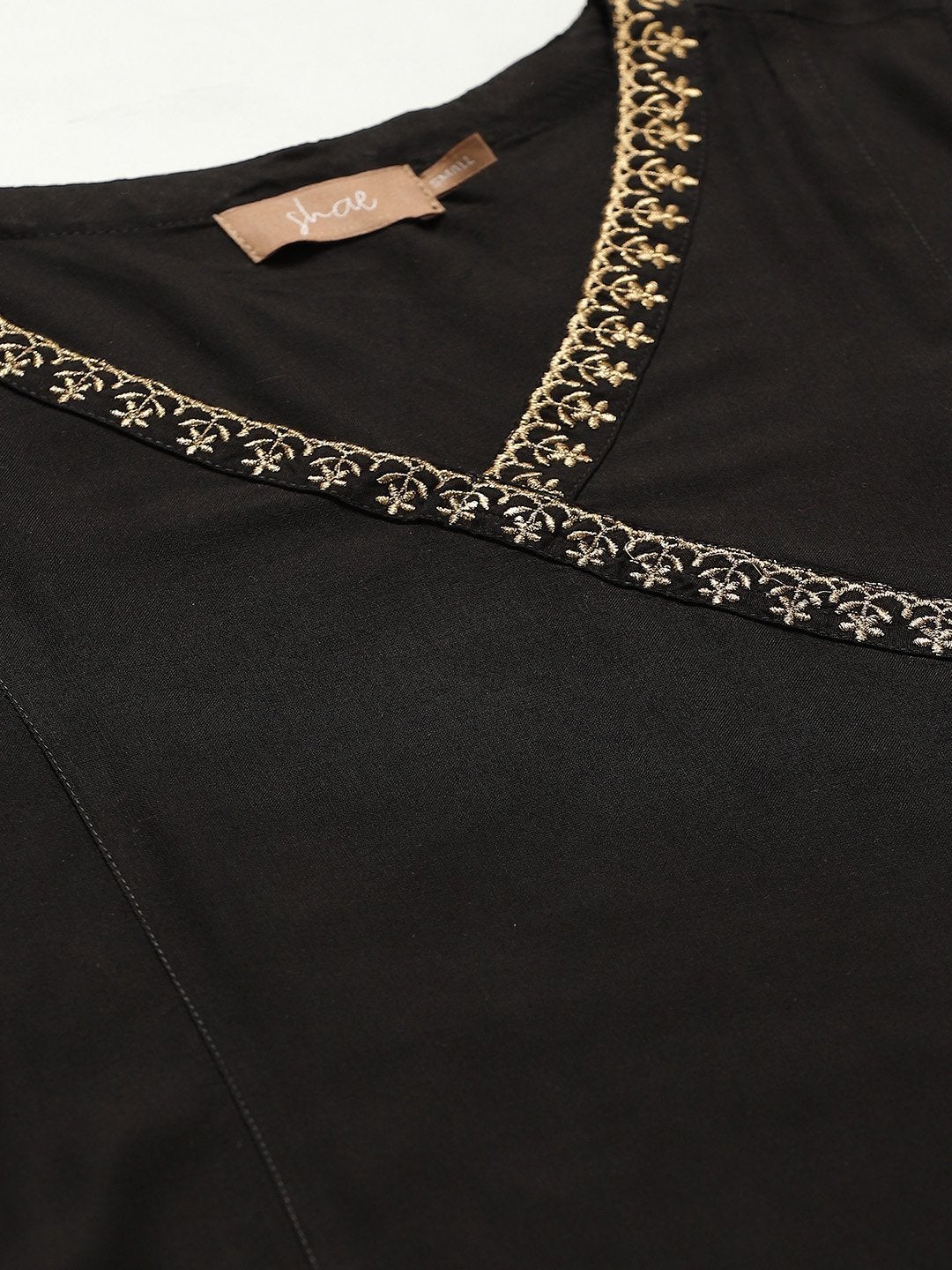 Women's Black Zari Emb Angrakha Top With Dhoti Pants - SHAE