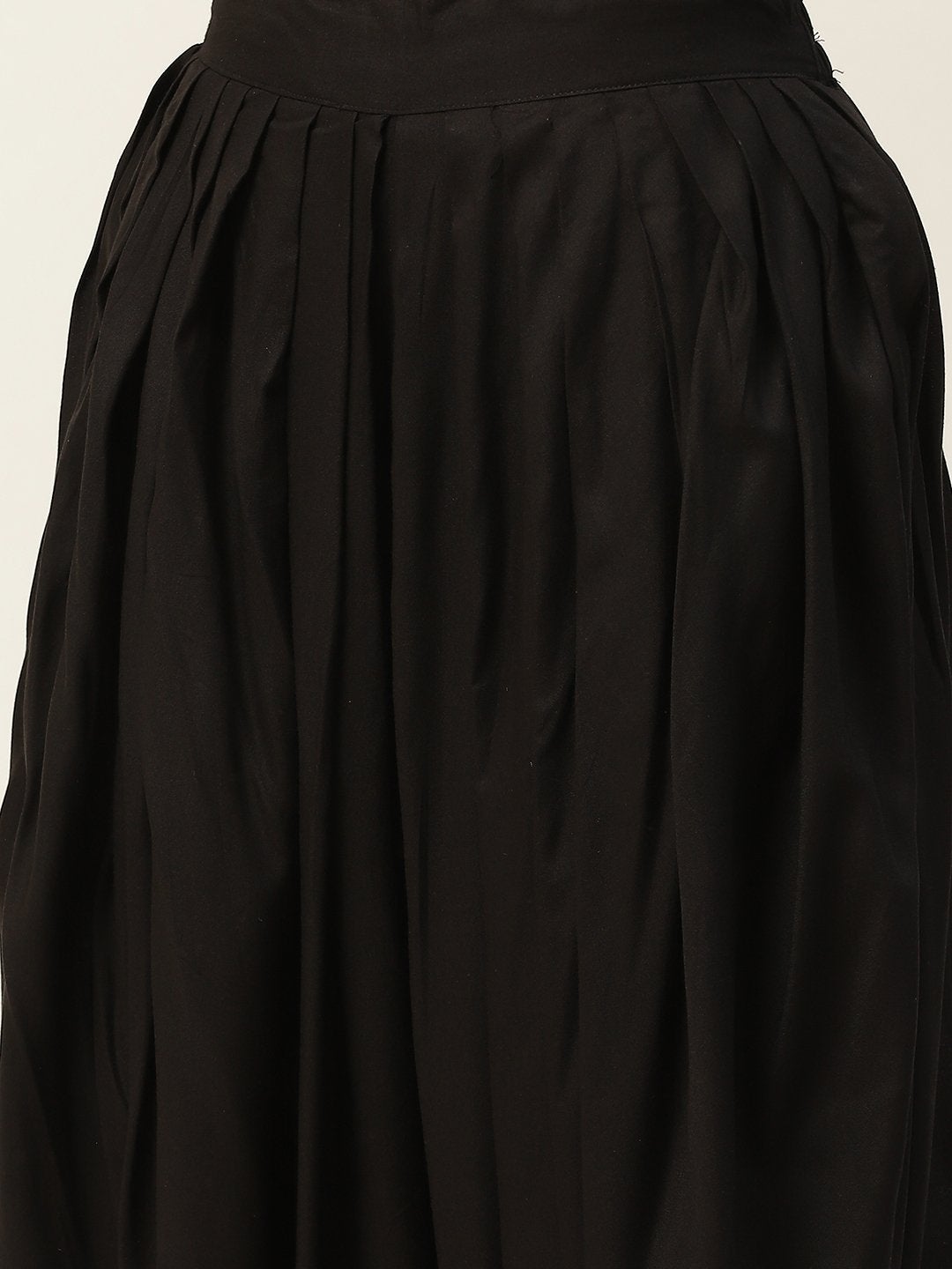 Women's Black Zari Emb Angrakha Top With Dhoti Pants - SHAE