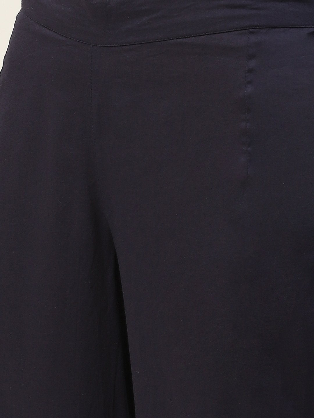 Women's Navy Lurex Floral Peplum Top With Tulip Pants