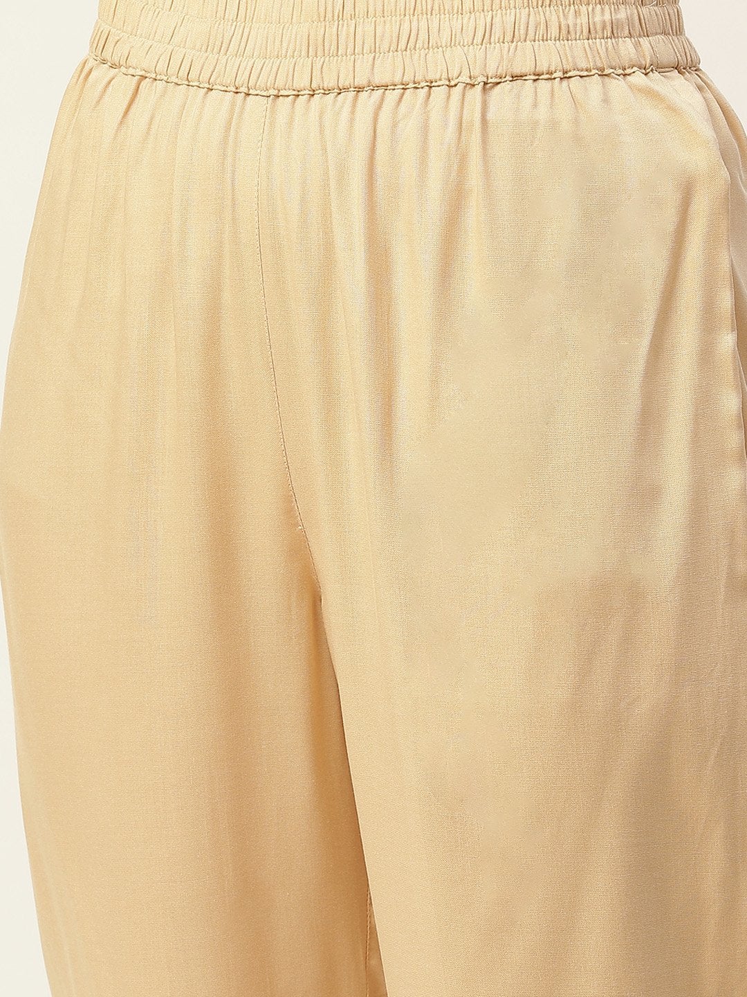 Women's Beige Zari Embroidery Slit Kurta With Pants - SHAE