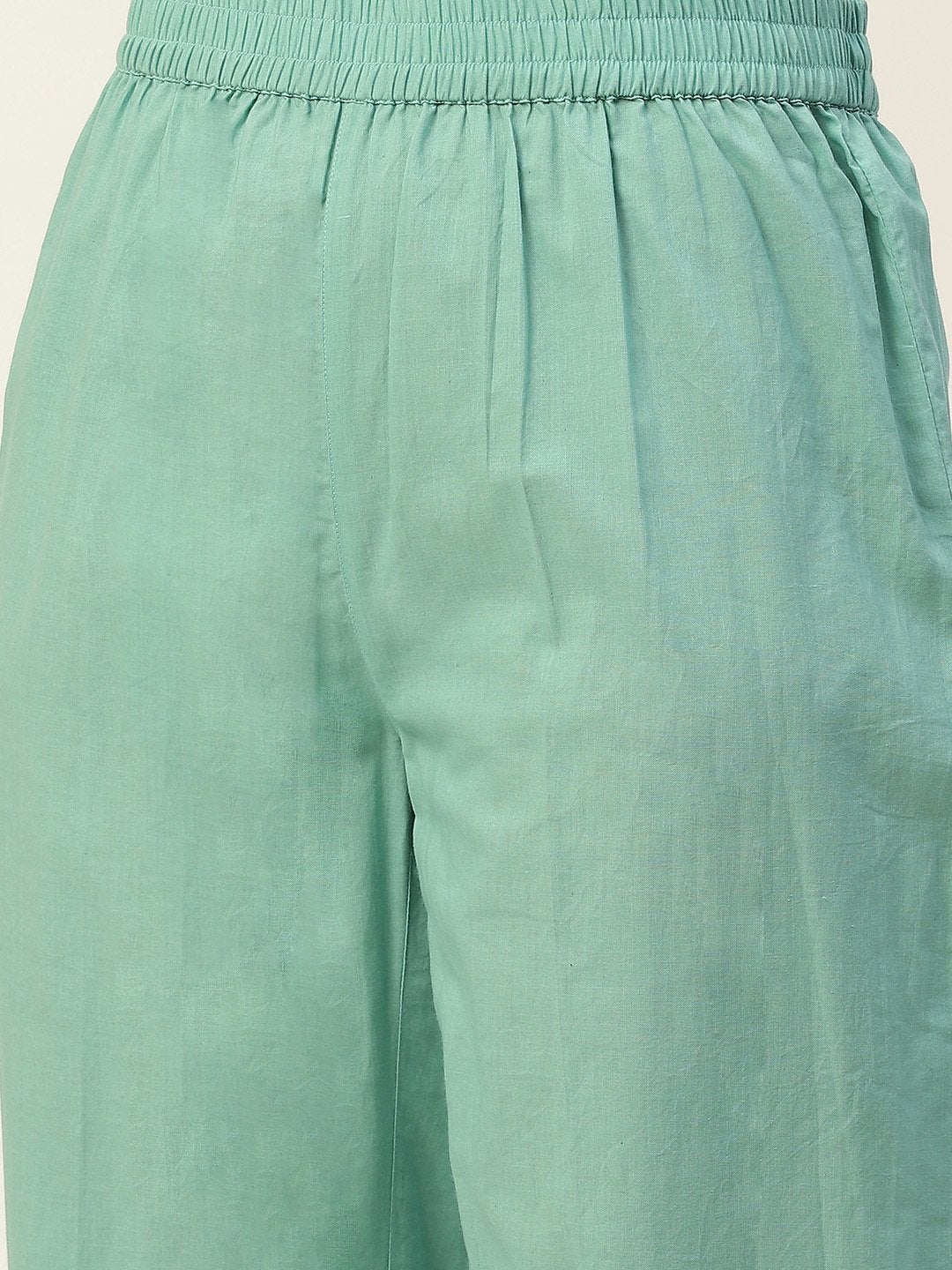 Women's Sea Green Floral Zari Embroidery Kurta With Straight Pants - SHAE