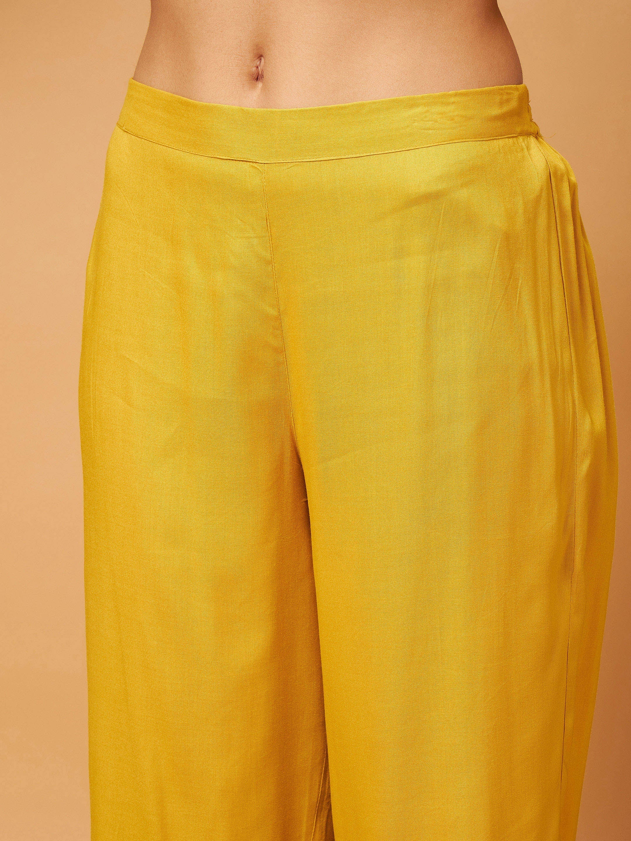 Women's Yellow Gota Embroidered Kurta with Pants - Lyush
