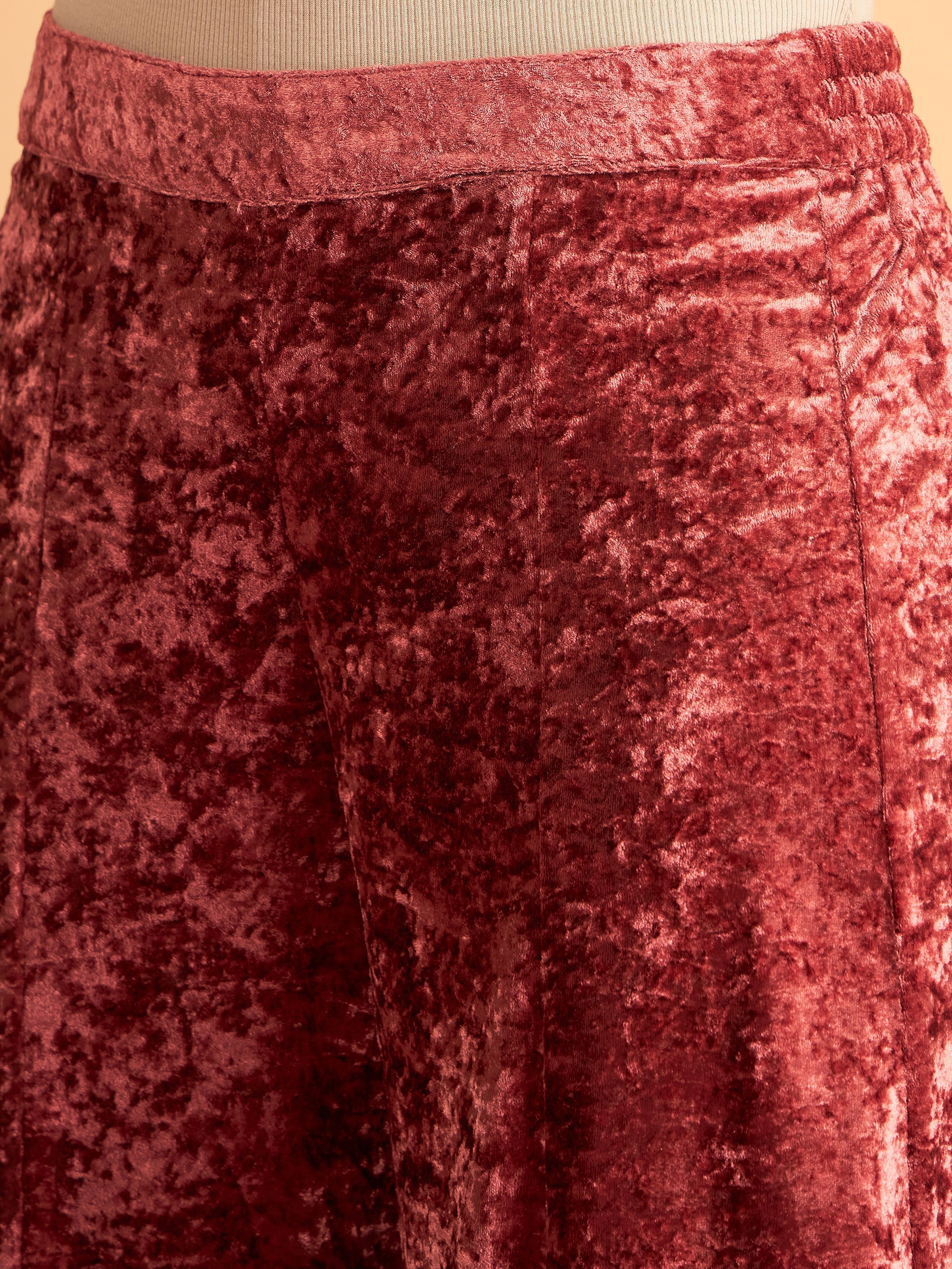 Women's Pink Velvet Embroidered Short Kurta With Palazzos - Lyush