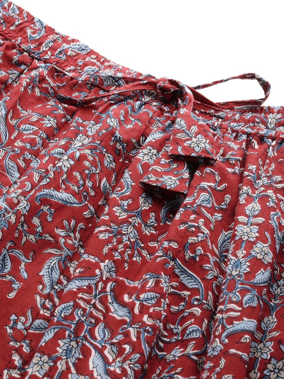 Women's Red Printed Anarkali Skirt - SHAE
