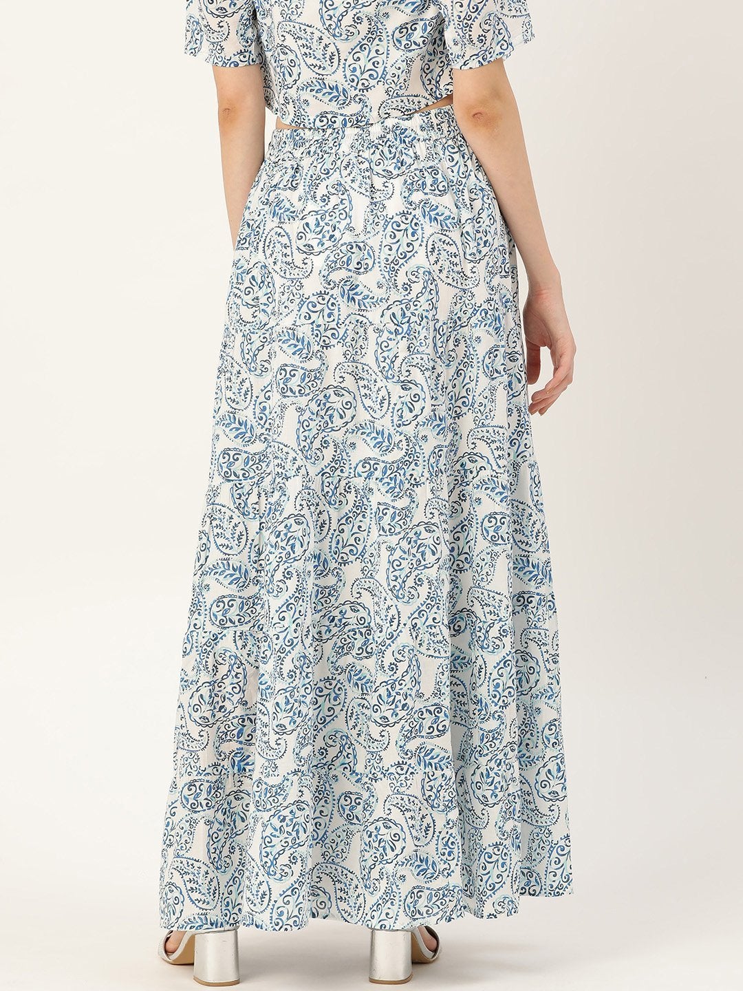 Women's Blue Paisely Tiered Skirt - SASSAFRAS