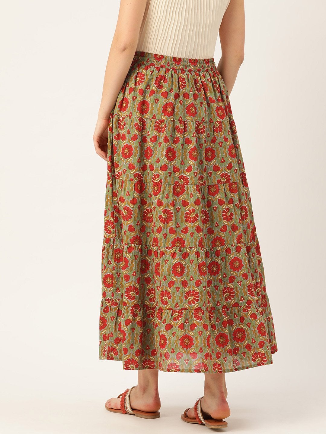 Women's Grey Floral Tiered Skirt - SASSAFRAS