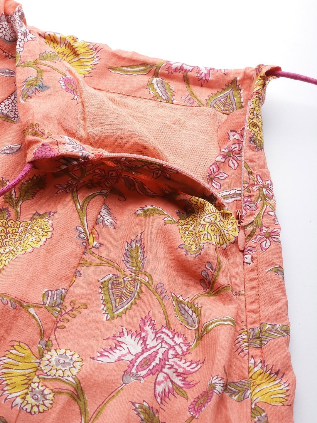Women's Peach Floral Anarkali Skirt - SHAE