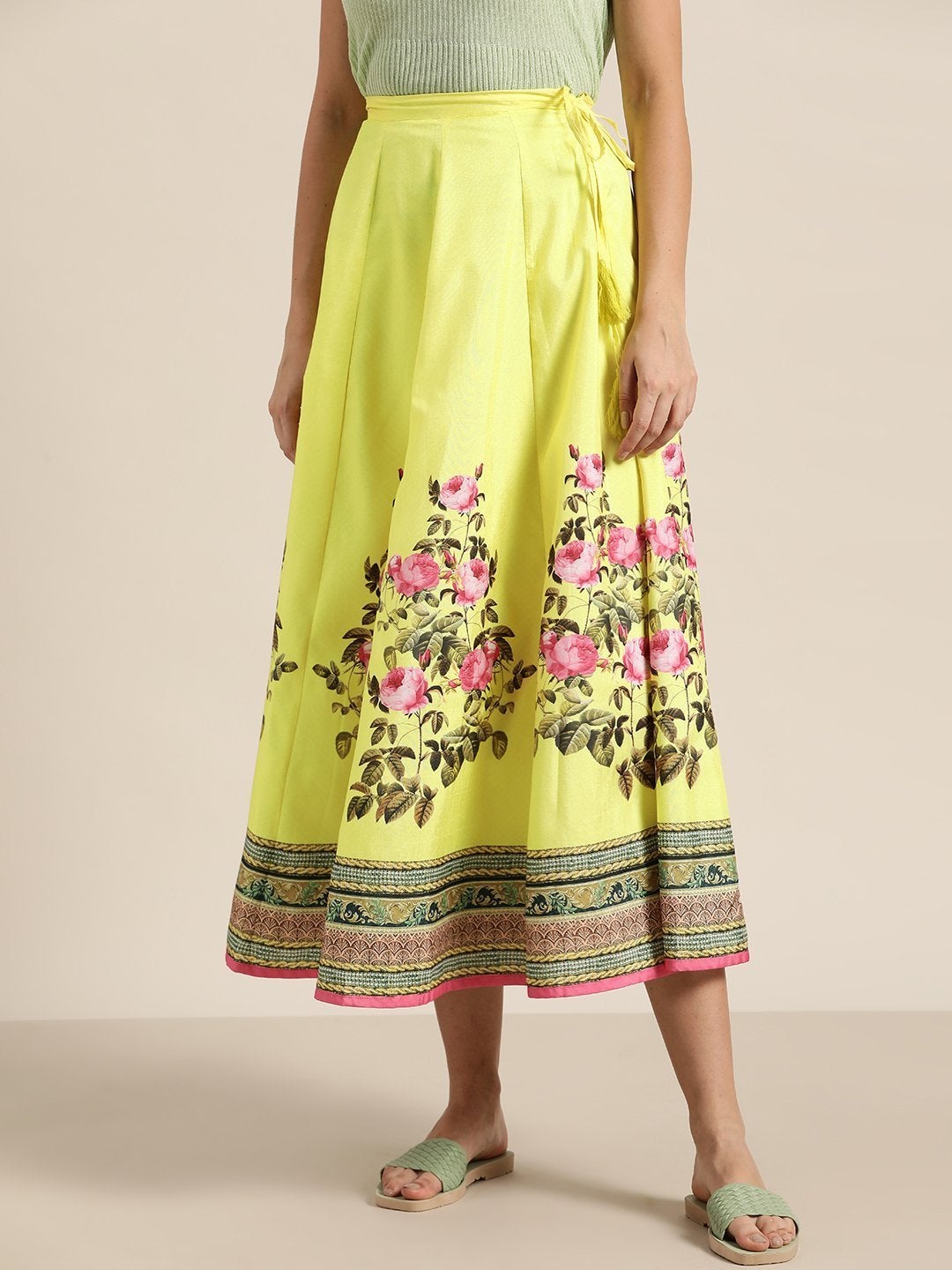 Women's Yellow Floral Kali Skirt - SHAE