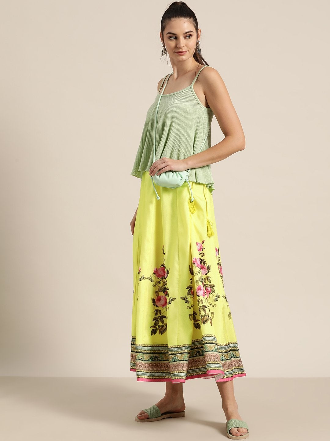 Women's Yellow Floral Kali Skirt - SHAE