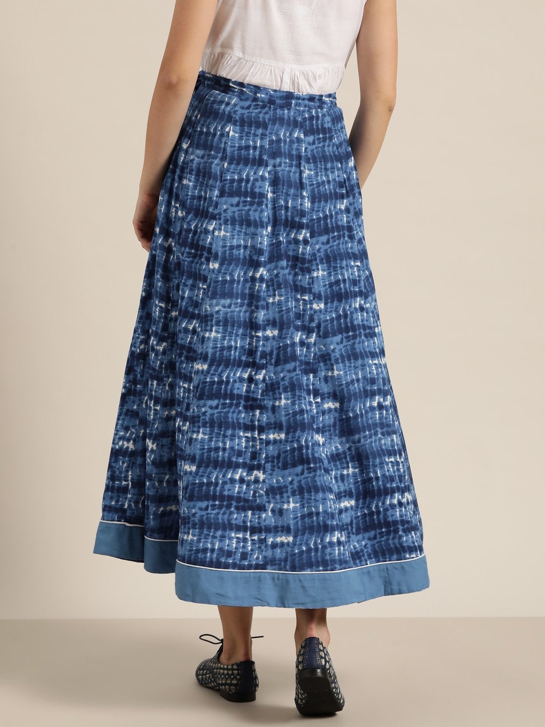 Women's Navy Shibori Print Anarkali Skirt - SHAE