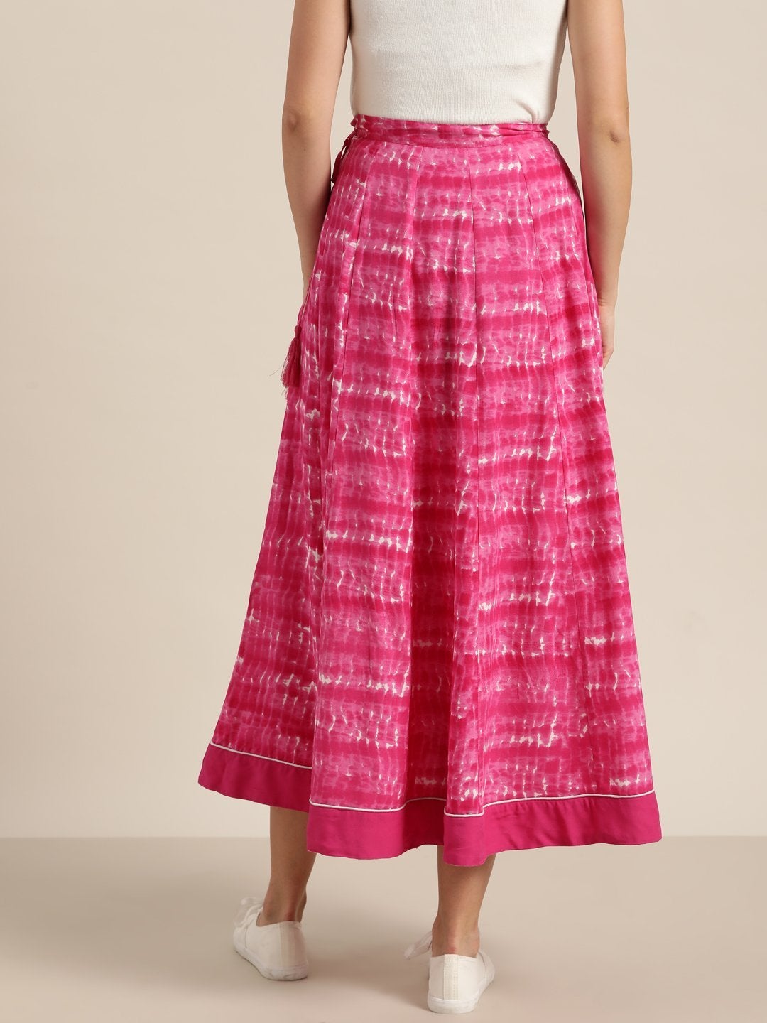 Women's Fuchsia Shibori Print Anarkali Skirt - SHAE