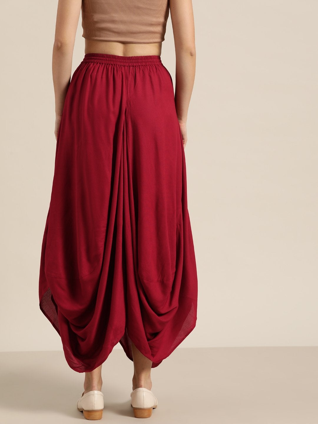 Women's Maroon Dhoti Skirt - SHAE