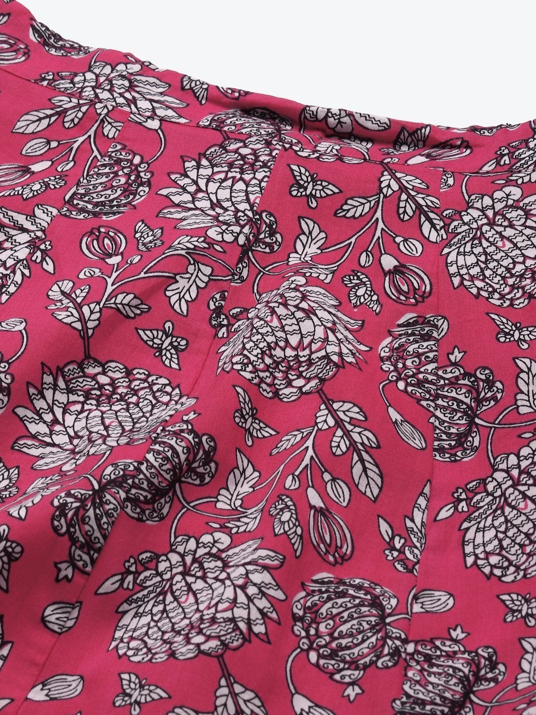 Women's Fuchsia Floral Anarkali Skirt - SHAE