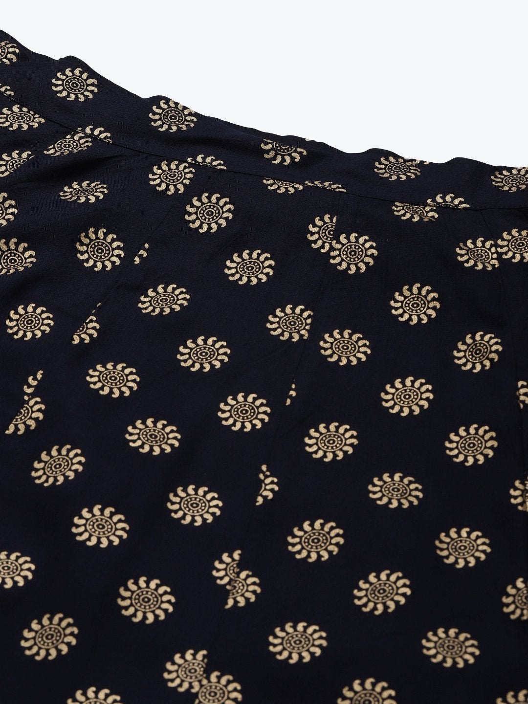 Women's Navy Foil Print Anarkali Skirt