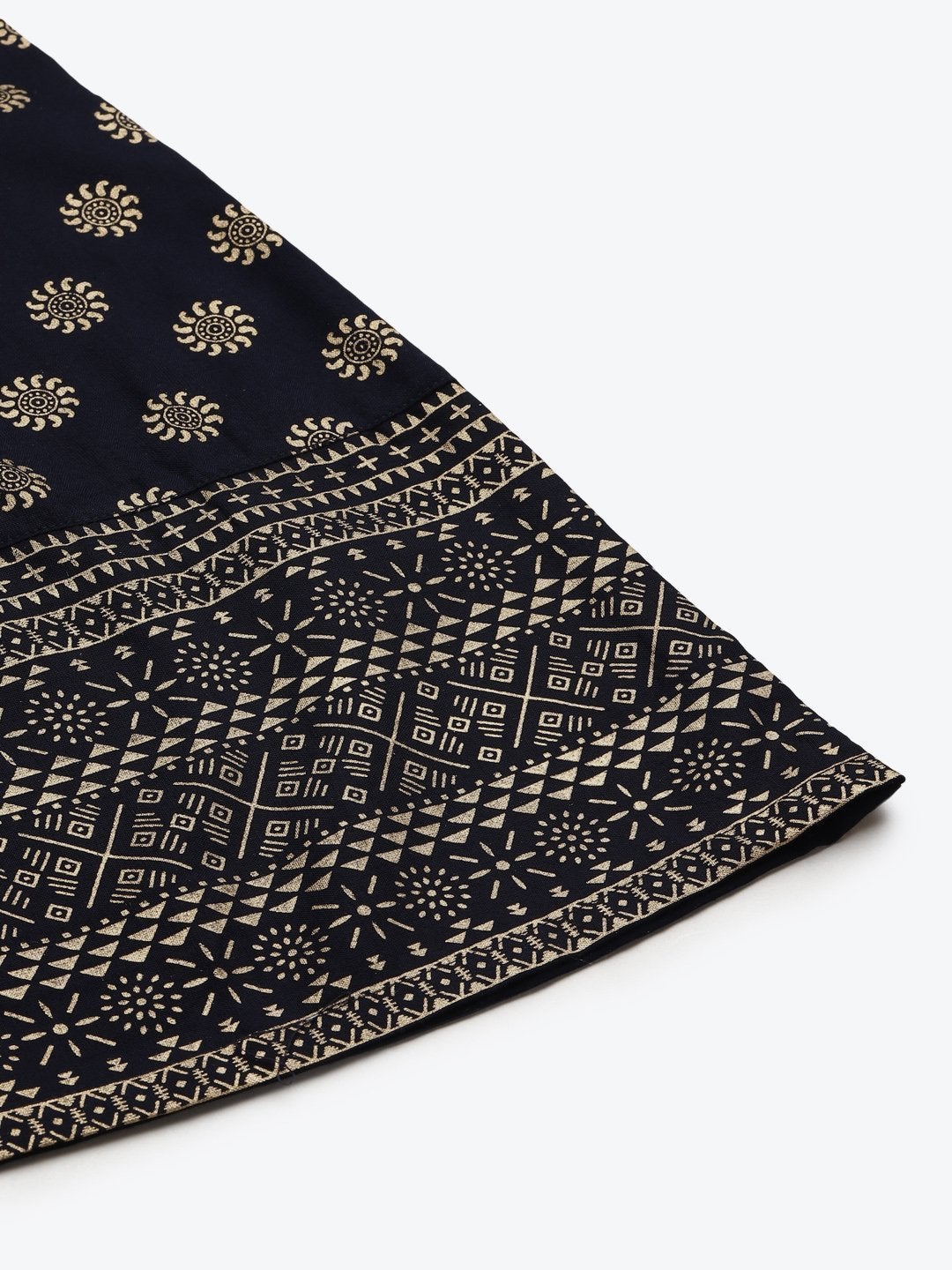 Women's Navy Foil Print Anarkali Skirt