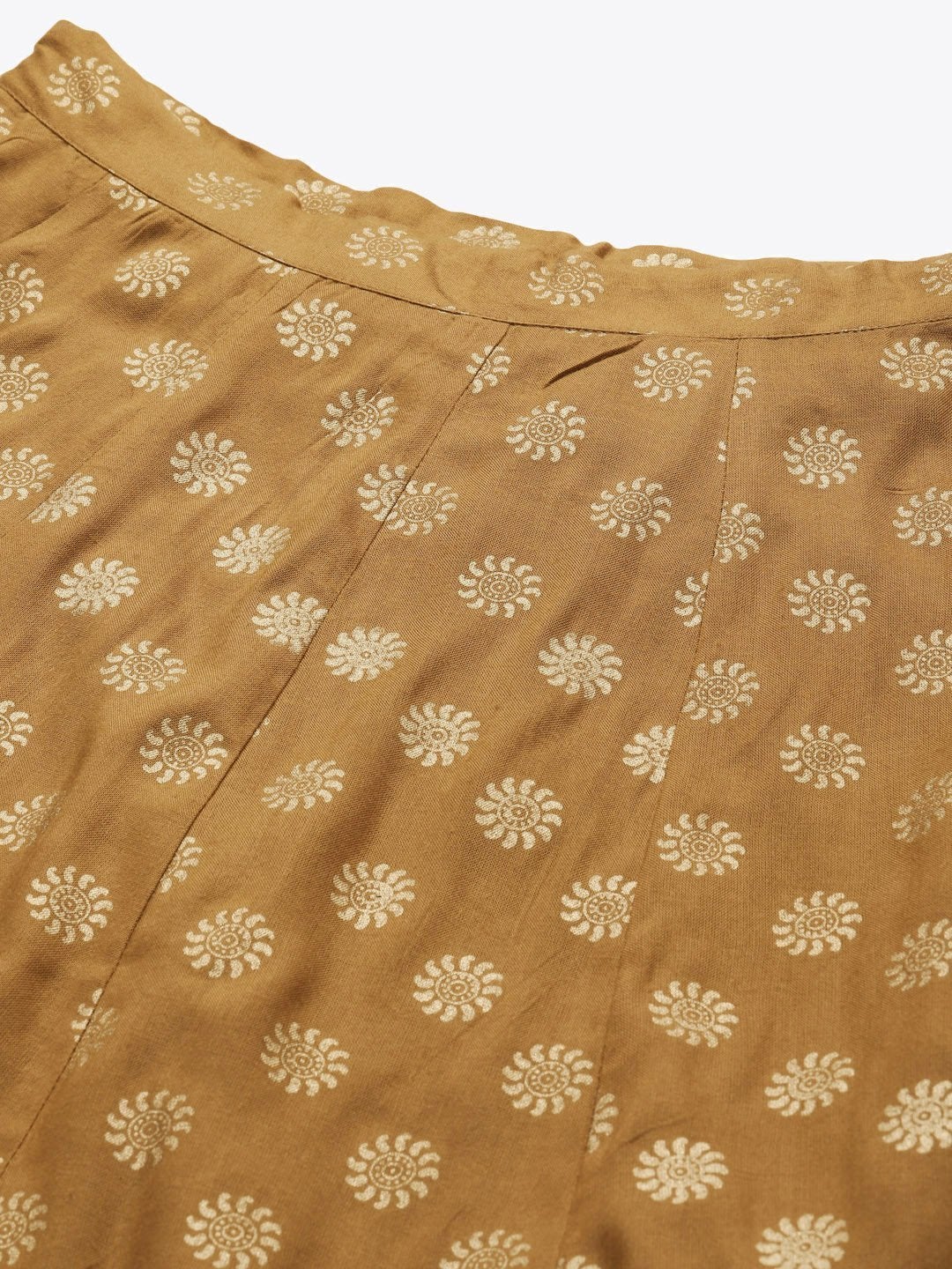 Women's Mustard Foil Print Anarkali Skirt - SHAE