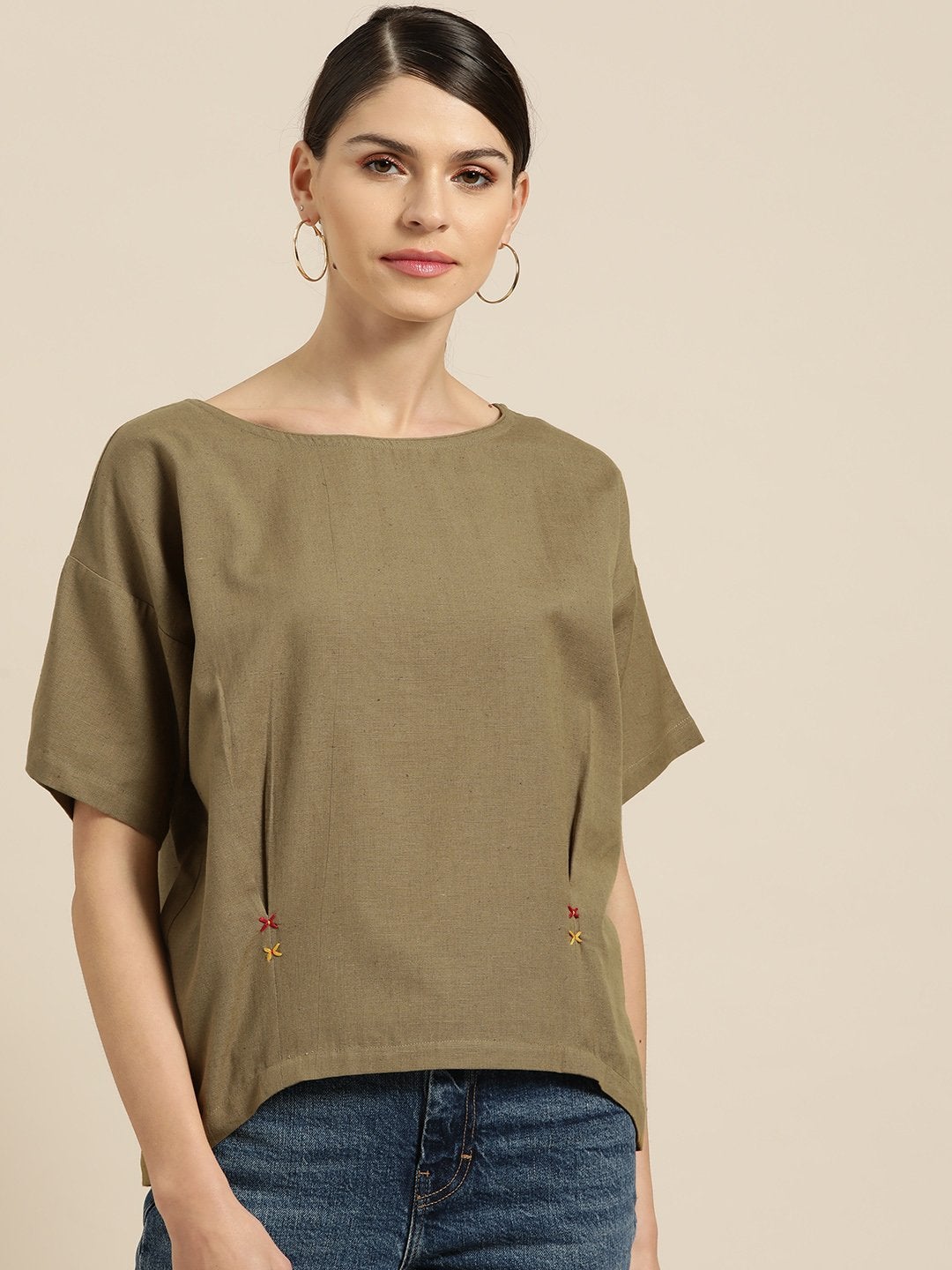 Women's Olive High Low Top - SASSAFRAS