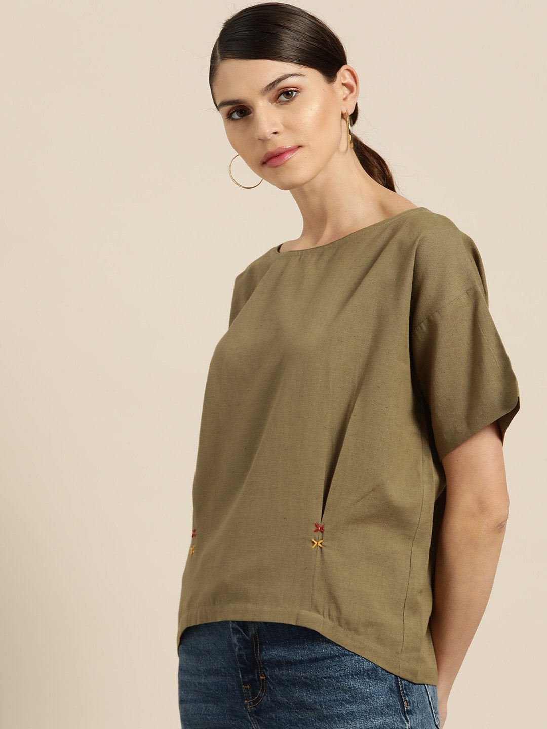 Women's Olive High Low Top - SASSAFRAS