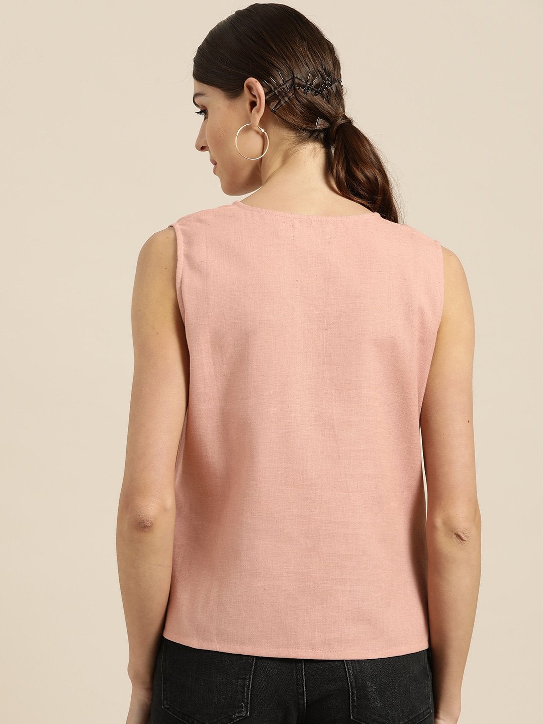 Women's Baked Pink Wrap Sleeveless Top - SASSAFRAS