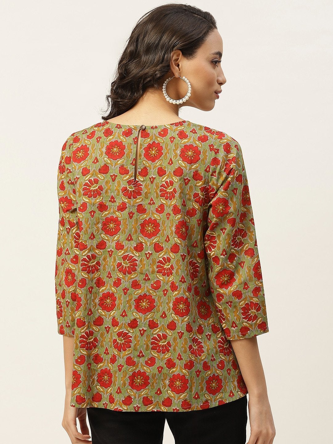 Women's Grey Floral Zari Embroidery A Line Top - SASSAFRAS