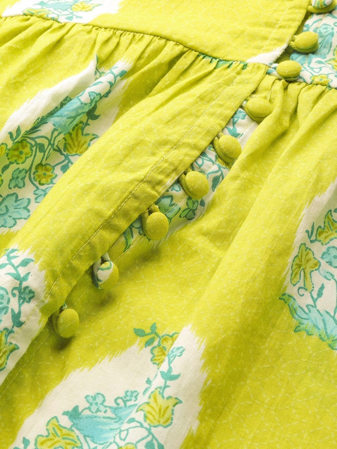 Women's Lime Green Bird Floral Top - SASSAFRAS