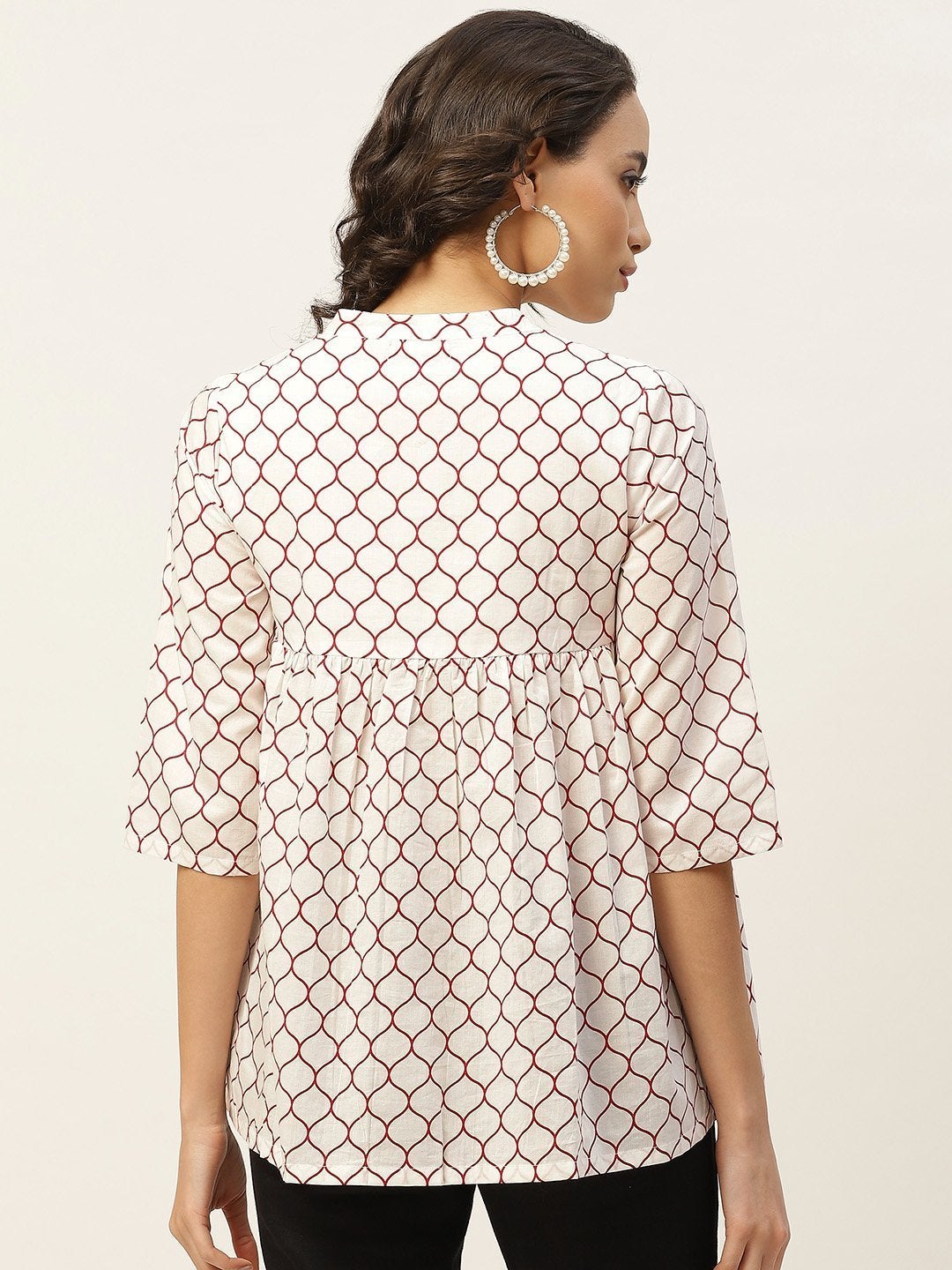 Women's Red Geometric Print Top - SASSAFRAS